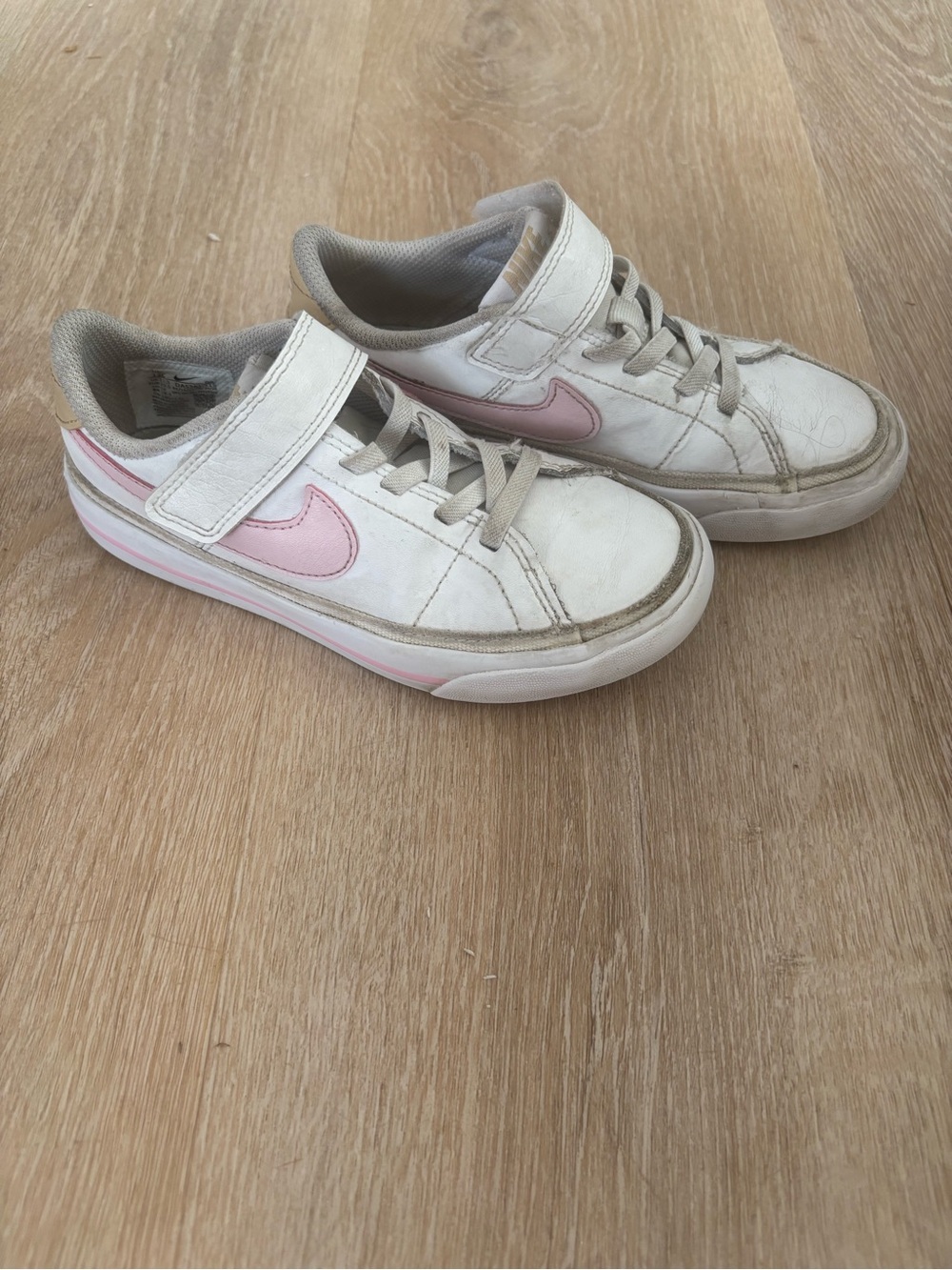 Girl’s Nike Court Legacy White & Pastel Pink Sneakers Tennis Shoes